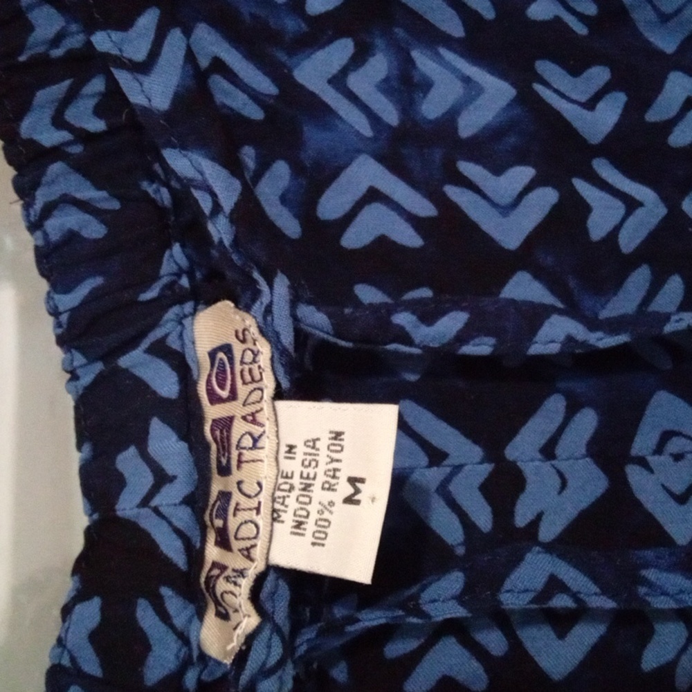 Blue Patterned Women's Pants - Picture 2 of 3